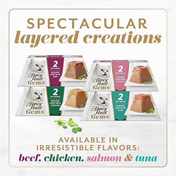 Fancy Feast Gems Pate Cat Food Mousse With Chicken and a Halo of Savory Gravy Cat Food - (Pack of 8) 4 oz. Boxes