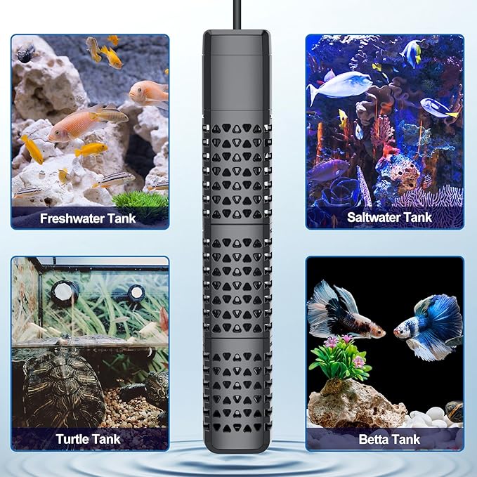 HiTauing Aquarium Heater, Upgraded 200W Fish Tank Heater with Intelligent Leaving Water Automatically Stop Heating and Advanced Temperature Control System, Suitable for Saltwater and Freshwater