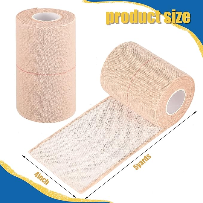 4 Rolls Elastic Tape Adhesive Elastic Tape Self Adhesive Bandage Wrap Flexible Stretch Bandages for Sports Ankle, Knee and Wrist Sprains Animal Pets, 5 Yard (4 Inch in Width)