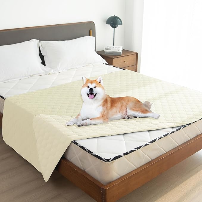 gogobunny 100% Double-Sided Waterproof Dog Bed Cover Pet Blanket Sofa Couch Furniture Protector for Puppy Large Dog Cat, Reversible (82x102 Inch (Pack of 1), Dark Cream/Light Cream)