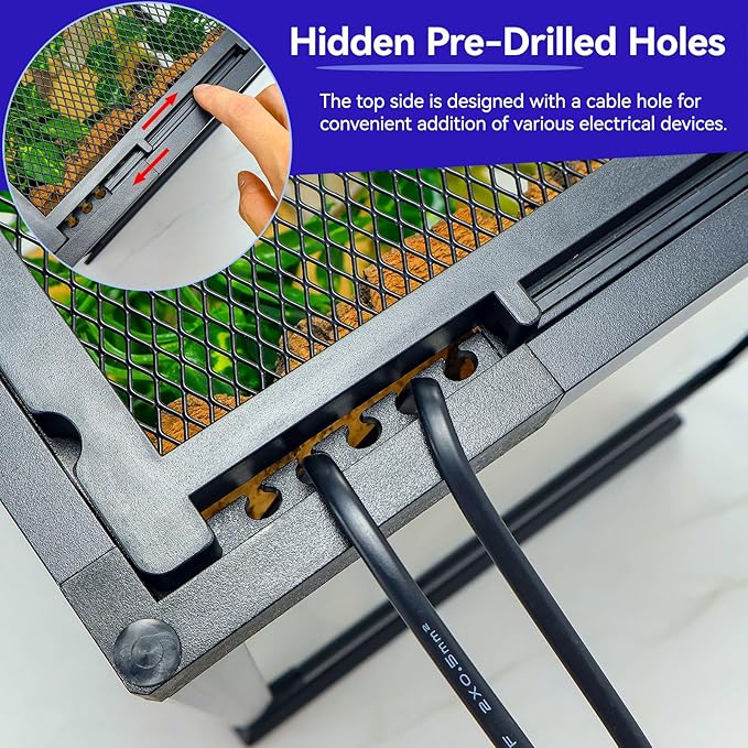 360° Clear View 12 Gallon 18x12.6x12.6 Glass Reptile Terrarium Suitable for Bearded Dragon, Chameleon, Crested Gecko, Multi-Pet Enclosure with Front Door, Excellent Ventilation, Hidden Wiring Holes