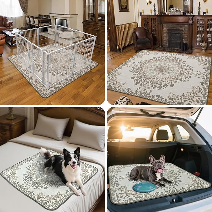 FXW Washable Pee Pads for Dogs, Puppy Pads with Super Absorbent, Specifically Designed for Potty Training, 35" Square, Boho, 2 Packs