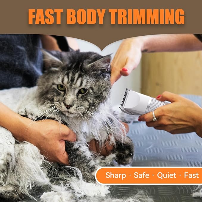 Cat Grooming Clippers Kit with Paw Trimmer, 3 in 1 Electric Pet Hair Trimmer Supplies for Thick Matted Hair, Heavy Coat Butt Shaver Cat Razor Fur Trimmer for Dogs at Home