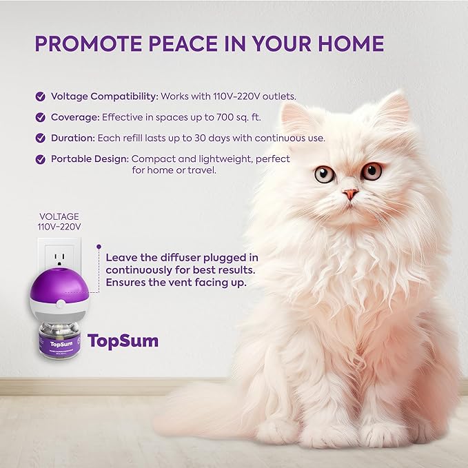 Cat Pheromones Calming Diffuser: Premium Pheromone Diffuser for Cats - Cat Pheromones Diffuser - Cat Calming Diffuser - Cat Calming Pheromone Diffuser, 3 Pack (Purple)