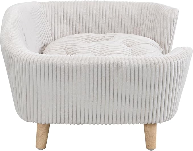 Christopher Knight Home Elroy Orthopedic Dog Bed, Elevated Dog Sofa Bed for Small Dog, Supportive Foam Pet Couch Bed with Wooden Legs, Modern Pet Sofa Bed, Light Beige