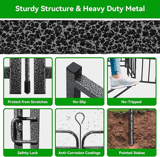 Dog Playpen Outdoor 32 Panels Heavy Duty Dog Fence 32" Height with Thick Pipe Anti-Rust with Doors Portable for RV Camping Yard, Total 71FT, 406 Sq.ft, Snowy Black