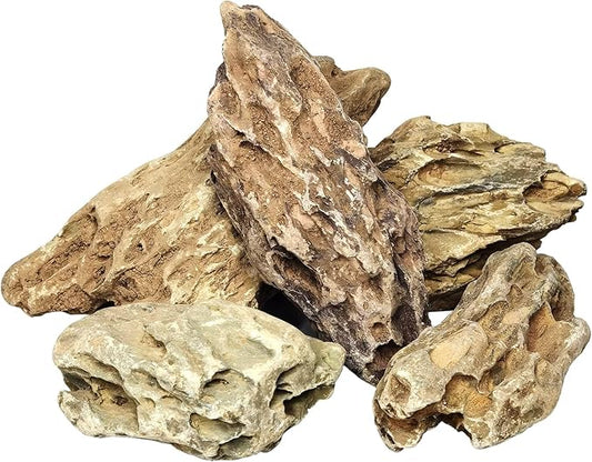 PINVNBY Dragon Stone Ohko Natural Aquarium Rocks - Mixed Sizes Perfect for Reptile & Amphibian Tanks - 4.5 lbs