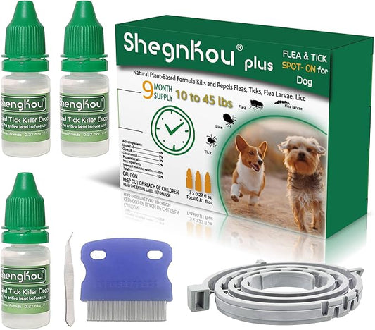 Natural Puppy Flea & Tick Treatment (4-44 lbs) | 9-Month Protection + Free Tools | Vet-Reviewed Formula