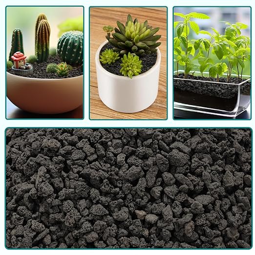 5lbs Small Lava Rocks for Plants Drainage, 1/5 Inch Black Gravel Mulch for House Plants, Succulent Rocks Pebbles for Planters,Cactus, Bonsai Tree, Pure Volcanic Rocks, Top-Dressing