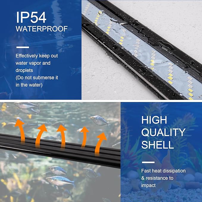 Led Aquarium Light, Full Spectrum Fish Tank Lights, 30 Inch Freshwater Fishtank Hood Lighting for Grow Fish, Plants, Adjustable from 24 to 30in