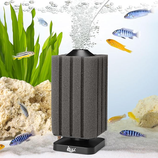 AQQA Aquarium Sponge Filter Submersible Small Fish Tank Filter 20 Gallon Ultra Quiet Air Powered Corner Sponge Filter Aeration Betta Filter for Freshwater & Marine Tank(Small for 5-30 Gallon)