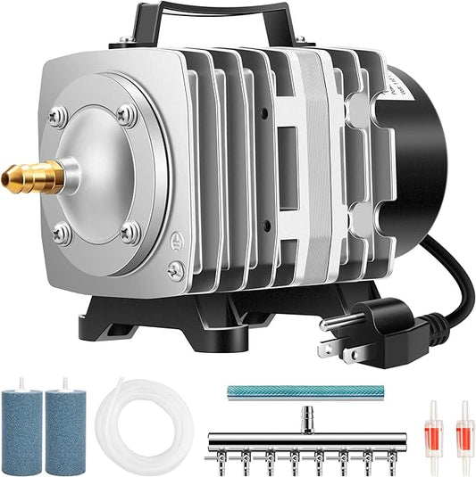 VIVOSUN Air Pump Kit, with 40 W 1110 GPH Commercial Air Pump, 8-Way Splitter, 2 Pcs Air Stones, 25 ft Air Tubing, 2 Pcs Check Valves, for Aquarium, Fish Tank & Hydroponics