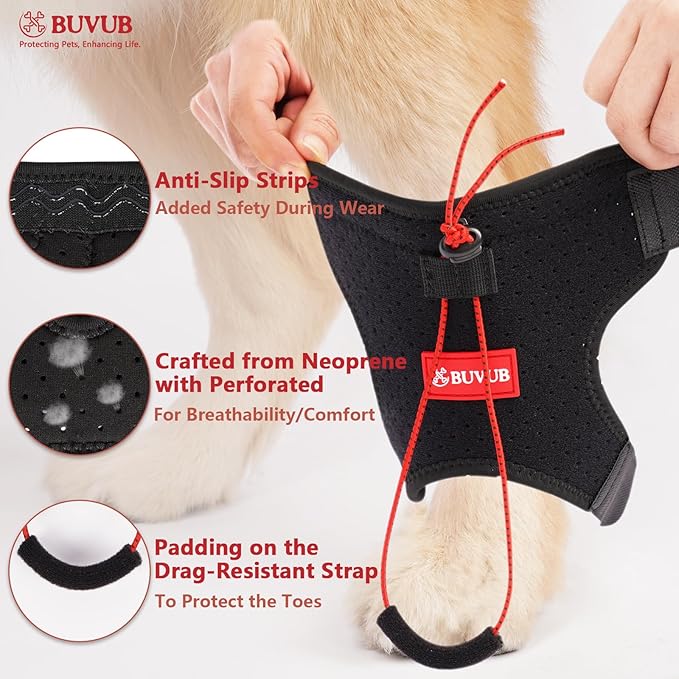 Dog Canine Knuckling Brace Front Paw Rear Leg Dog Foot Brace Wrap for Toe Dragging Cause by Sciatic Nerve Insufficiency, Myelopathy, Herniated Disc (Medium,Pair Pack)