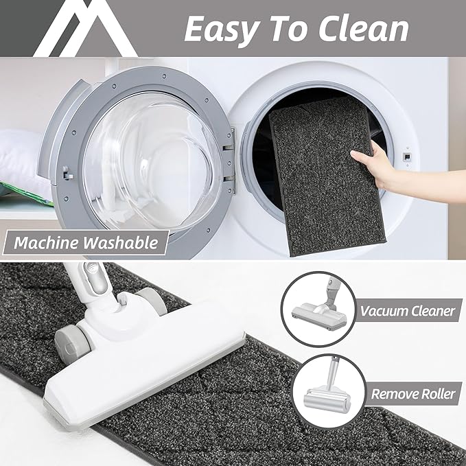 COSY HOMEER Edging Stair Treads Non-Slip Carpet Mat 28inX9in Indoor Stair Runners for Wooden Steps, Edging Stair Rugs for Kids and Dogs, 100% Polyester TPE Backing (4pc, Black)