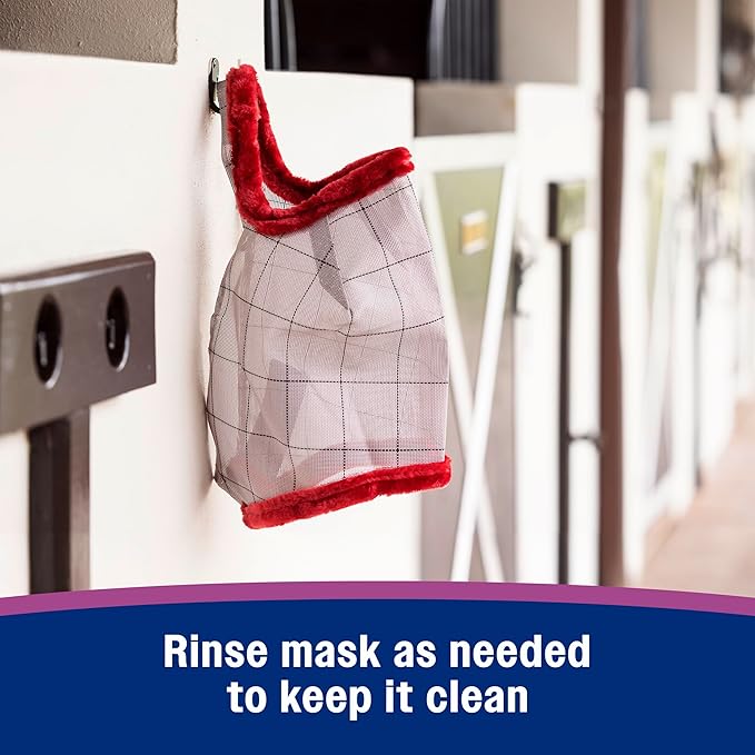 Farnam SuperMask II horse fly mask without ears, extended coverage, protects eyes from insects and debris, adjustable throat latch, Yearling size