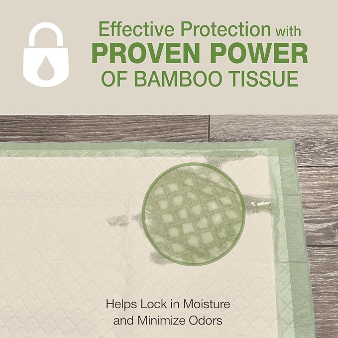 Four Paws Wee-Wee Superior Performance Bamboo Pee Pads for Dogs, Earth Friendly Dog & Puppy Potty Training Pads, Crate Liners, Housebreaking Supplies, 22" x 23" (50 Count)