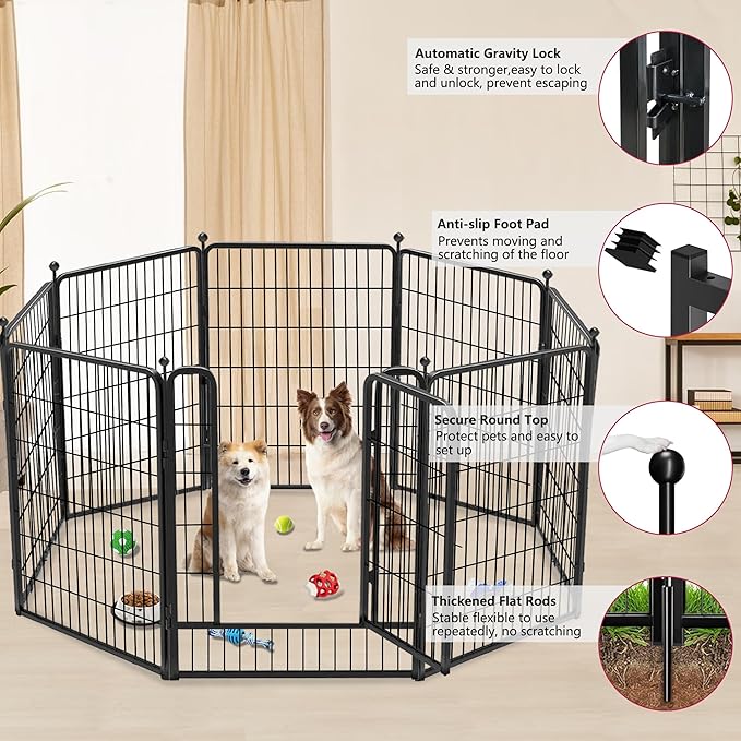 Dog Playpen 40 inch 22 Panels Indoor Outdoor Dog Pen for Large/Medium/Small Dogs Heavy Duty Metal Dog Fence Outdoor for Yard, Puppy Playpen with Door Portable Pet Fence for RV Camping Yard