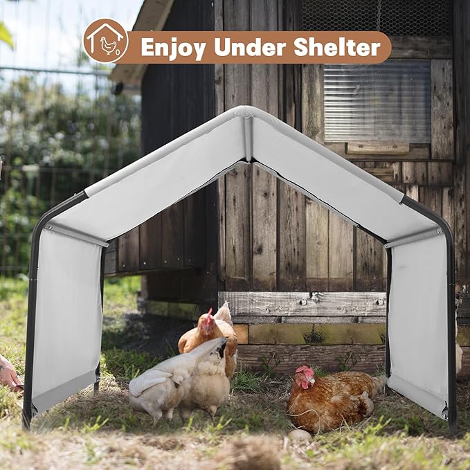 Dog Shade Shelter Outdoor 4'x4'x3' Tent for Large Medium Dogs, Outside Sun Rain Canopy Pet House for Cats Pigs Livestock with Waterproof Roof Ground Nails,Grey