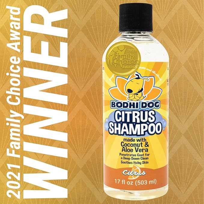 Bodhi Dog Refreshing Orange Citrus Shampoo - Deep Cleaning Coconut & Aloe Formula - Natural Soothing, Moisturizing Pet Wash for Dogs, Cats, Puppies - Tear-Free (17 Fl Oz)