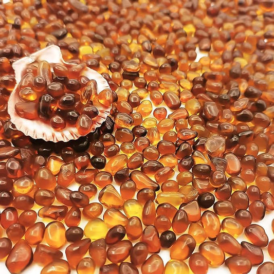 Keedolla 3 LB Aquarium Glass Pebbles Decor Rocks for Fish Tank, Crystal Betta Fish Tank Rocks Gravel Gemstone Beads Vase Fillers Decorative Mosaic Glass Gem Pebbles - Amber