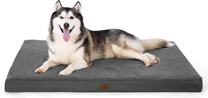 Bedsure XXL Dog Bed for Large Dogs - Orthopedic Flat Giant Pet Beds with Removable Washable Cover, Jumbo Egg Crate Foam Mat, Suitable for Pet Up to 150 lbs