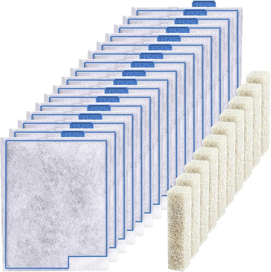 Large Filter Cartridges Replacement Compatible with Aqueon QuietFlow LED PRO Size 20,30,50,75/Power Filter Size 20,30,50,55/75, E Internal 40 and Canister (16+10 Pack Pads)