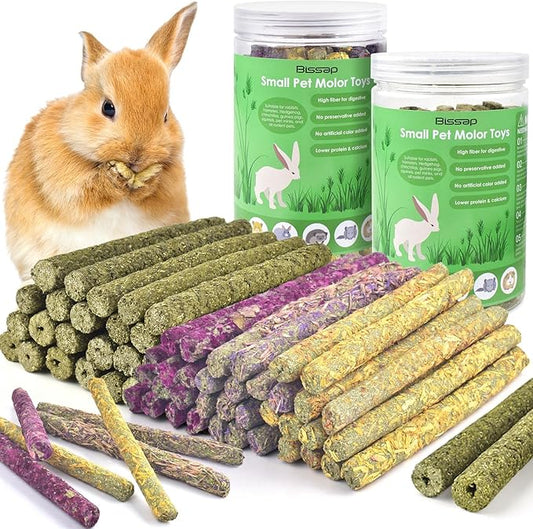 Bissap 76PCS Rabbit Chew Sticks, Mixed Natural Timothy Hay Flower Rose Dahlberg Daisy and Forget-me-not Chew Toys Treats for Bunny Chinchilla Guinea Pig Hamster and Other Small Pets Molar Snacks
