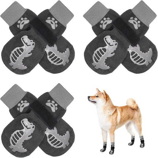 BEAUTYZOO Anti-Slip Dog Socks,Dog Shoes for Hot/Cold Pavement,Paw Protectors with Grips 3 Pairs for Puppy Small Medium Large Senior Old Dogs,Dog Socks to Prevent Licking & Hardwood Floor Protection