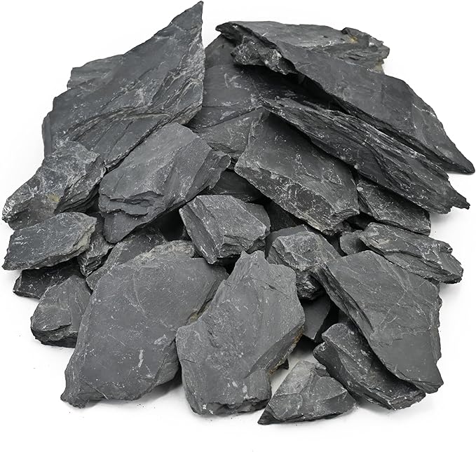 Unocho Aquarium Rocks 5lb Natural Slate Rocks for Aquarium Aquascaping,Terrariums,Paludariums,Reptile Enclosures,Wargaming, Model Railroads, Miniature or Fairy Gardens-2 to 4 inches