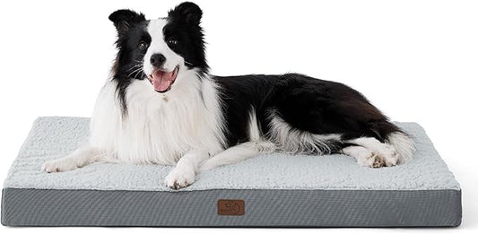 Bedsure Dog Beds Large Sized Dog - Orthopedic Flat Pet Beds with Removable Washable Cover, Egg Crate Foam Puppy Mat, Suitable for Pet Up to 65 lbs