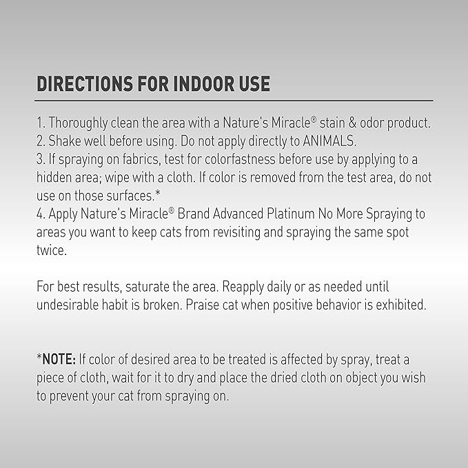 Nature's Miracle Advanced Platinum No More Spraying, 24 Ounces, Helps Discourage Repetitive Cat Spraying