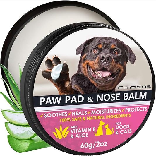 Dog Paw Balm for Dry Cracked Paws – Lick-Safe Moisturizer and Organic Paw Wax with Aloe & Vitamin E – Hot Pavement and Winter Snow Protection – Nose Safe – for All Breeds