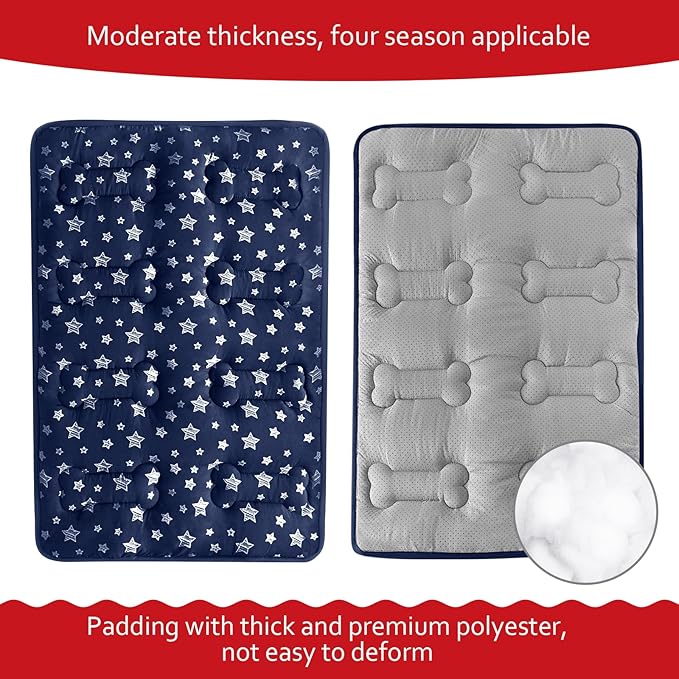 Dog Crate Mat (36" X 23"), Soft Dog Bed Mat with Cute Prints, Personalized Crate Pad, Anti-Slip Bottom, Machine Washable Kennel Pad