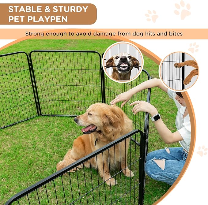 BestPet | Dog Playpen Extender | 40 Inch, 2 Panels | Heavy Duty Metal Pet Exercise Pen | Indoor Outdoor Fence Panels | Rust-Resistant, Removable, Tool-Free Setup | Anti-Skid, Expandable Design