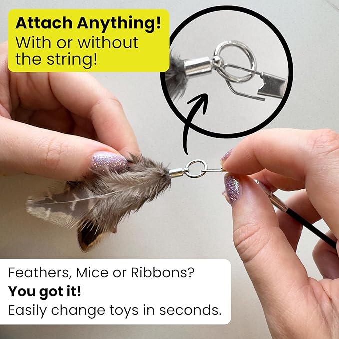 Forever Stick 2 Pack - The Unbreakable Cat Toy Wand, Extra Long Durable Interactive Cat Toy for Indoor Cats, Feather Kitten Toys for Bored Indoor Adult Cats, Bird Teaser Cat Accessories