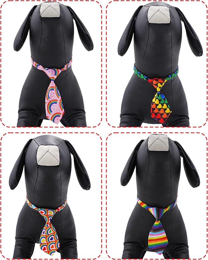 PET SHOW 10 Pack Pride Month Dog Ties Neckties for Large Medium Dogs Rainbow Neck Ties Bowties Girl Boy Pets LGBT Costumes Dog Adjustable Holiday Grooming Accessories Wedding Party Gift Favor