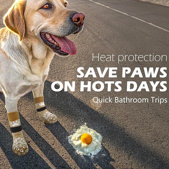 EXPAWLORER Anti Slip Dog Socks to Prevent Licking Paws, Dog Shoes for Hot Pavement, Dog Booties for Small Medium Large Senior Dogs, Traction Control Dog Boots & Paw Protectors for Hardwood Floors