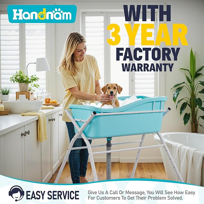 Dog Bath Tub, Portable Dog Washing Bathing Station, Elevated Foldable Dog Bath for Shower and Grooming, 3 Adjustable Height Pet Tub for Small and Medium Size Dogs, Indoor and Outdoor (Patent Design)