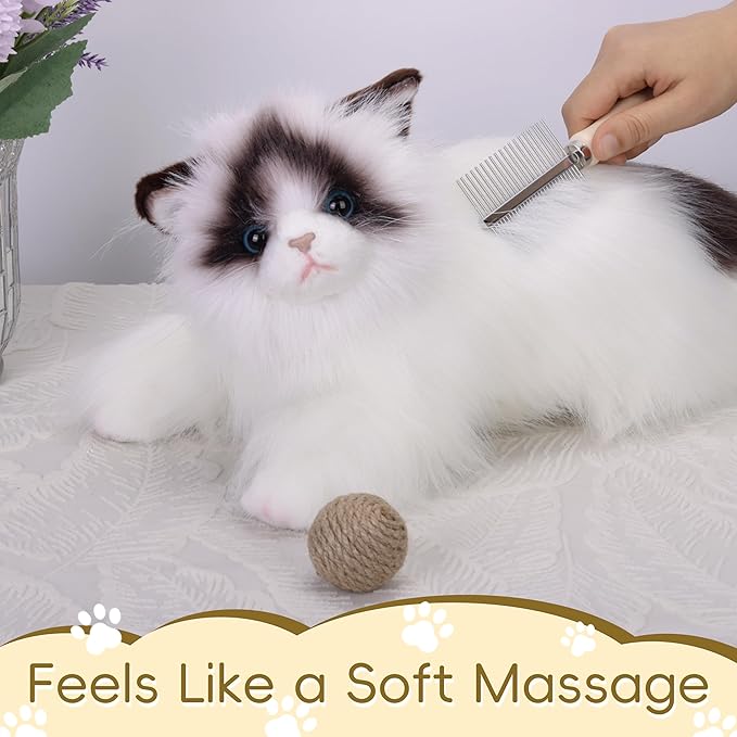 Upgraded Pet Knotting Comb Set – 2 Knotting Combs + 1 Shedding Comb + 1 Double-Sided Comb, Non-Slip Design, Detangling & Grooming Kit for Cats and Dogs