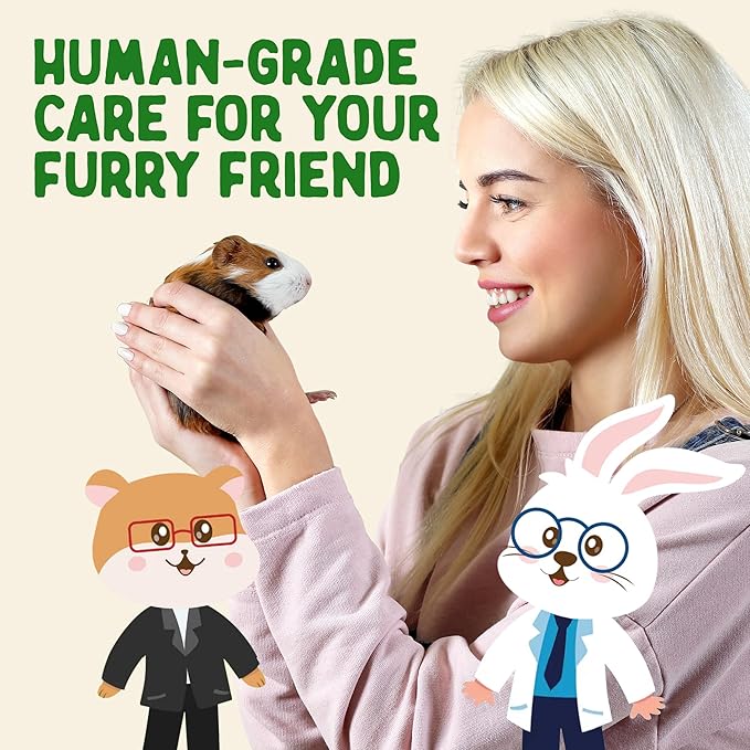 DOC EDDIE'S Digestive Bites - Plant-Based Small Animal Treats for Rabbits, Guinea Pigs, Hamsters, Gerbils, and More - Probiotics Supplement Made with Timothy Hay, Real Fruits, and Veggies