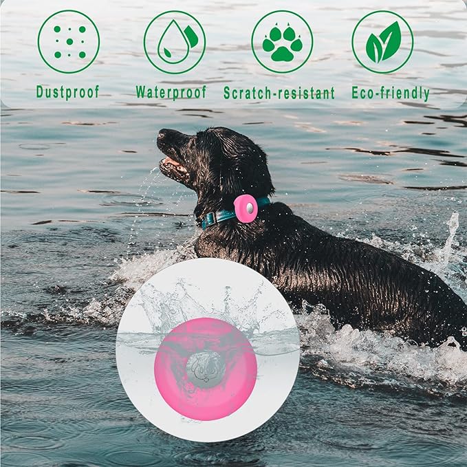 Airtag Holder for Dog Collar, Cibaabo Silicone Air Tag Case Cover Compatible with Apple Airtags for 0.8-1.2inch Cat Pet Collar Harness Loop