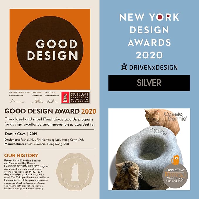 Cat Tunnel Bed for Indoor Cats, Medium Large, Donut Cave House up to 22 Lbs, Spacious for 2 Kittens (Dark Blue)