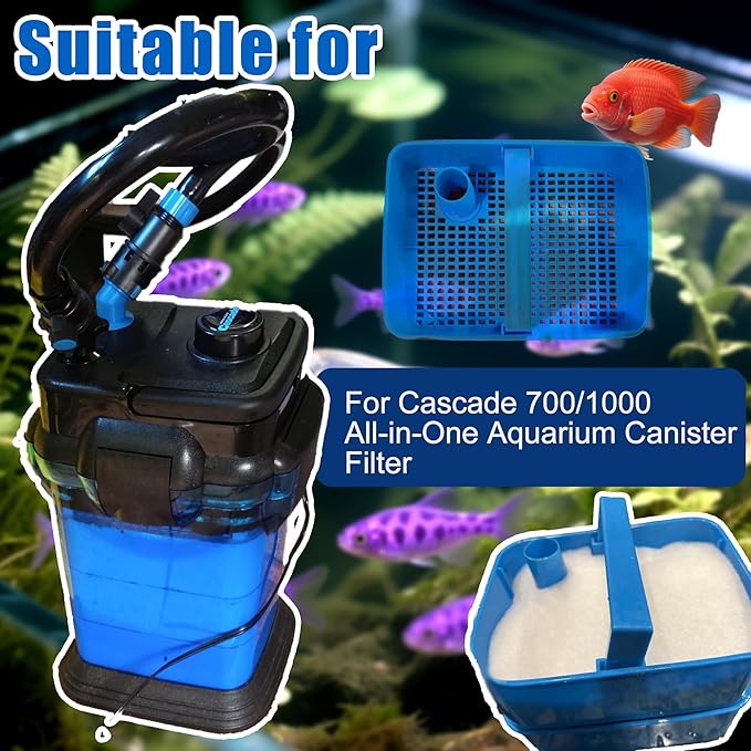 Replacement Canister Filter Pads for Cascade 700/1000 CCF2UL/CCF3UL Generic Aquarium Floss Media, 2 Upgraded Activated Carbon-Coarse-Activated Carbon Filter Pads and 6 White Floss, 8Pcs