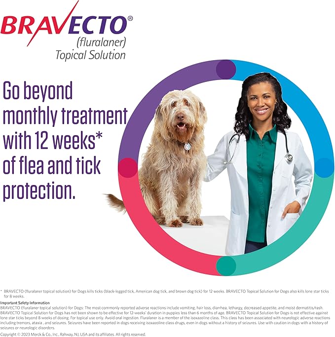 BRAVECTO Topical Solution for Dogs, Flea & Tick, 12 Week Supply, 9.9-22 lbs., Orange Box