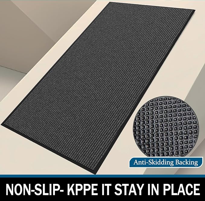 Door Floor Mat Commercial Grade Large Size 3' x 10'Heavy Duty Tough Entry Collection Slip Skid Entrance Mat with Rubber Backing Low Profile and Easy to Clean Indoor Outdoor Rug