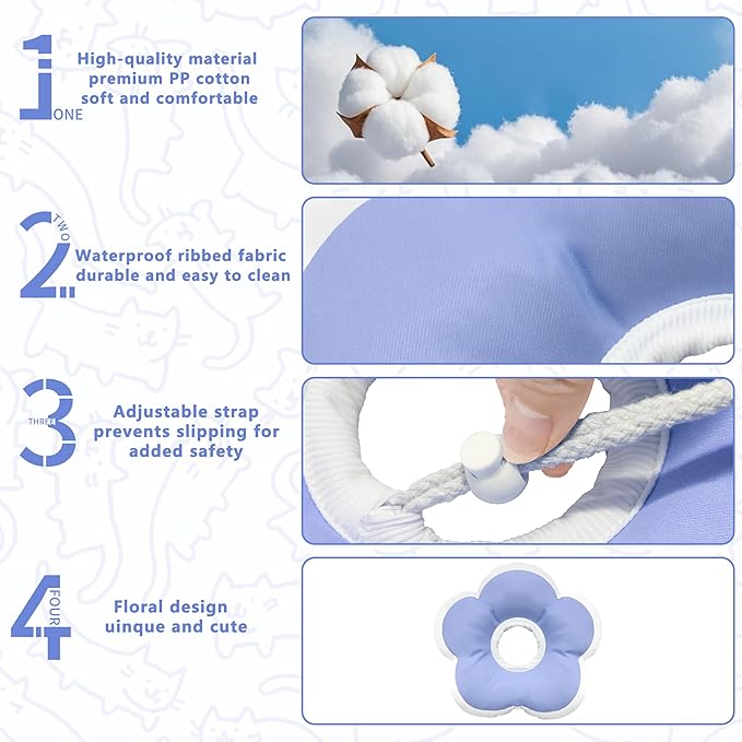 Cat Cone Collar Soft, Waterproof Cats Cones to Stop Licking After Surgery, Adjustable Soft Elizabeth Cats Collars for Wound Healing, Flower Shape Cat Recovery Collar (Purple, X-Small)