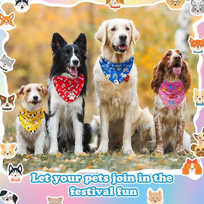 Dog Bandanas Bulk, Adjustable Cat Outfit, Pet Bibs Colorful Triangle Scarf Pet Bandanas for Medium Large Dogs Birthday Costume Decoration (30PCS_Classic)