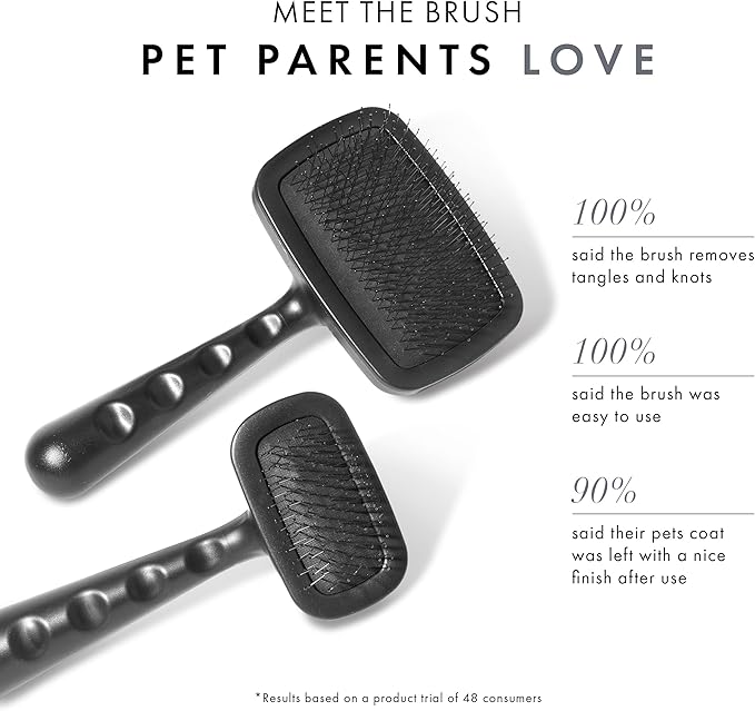 Tweezerman Dog and Cat Slicker Brush for Small Pets, Grooming Brush with Coated Bristles to Prevent Scratching and Ergonomic Handle