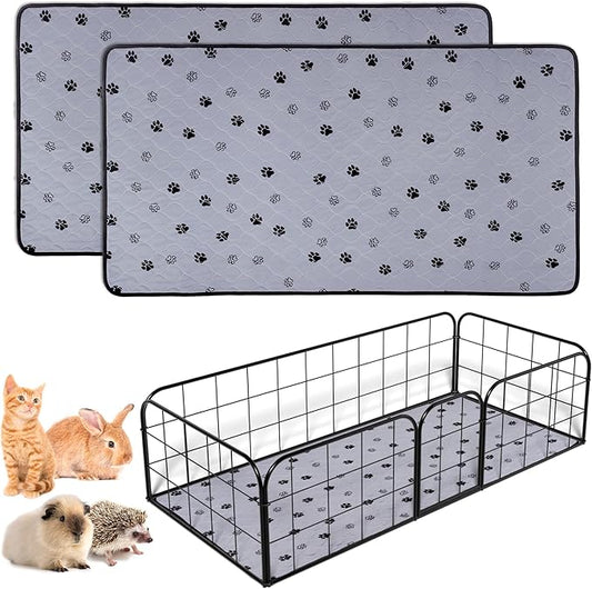 Fostanfly Non-Slip Washable Pee Pads for Dogs, 2 Pack 24"x47" Guinea Pig Cage Liner Ultra-Absorbent and Leak-Proof for Small Animal Guinea Pigs Rabbit Bunny Hamster