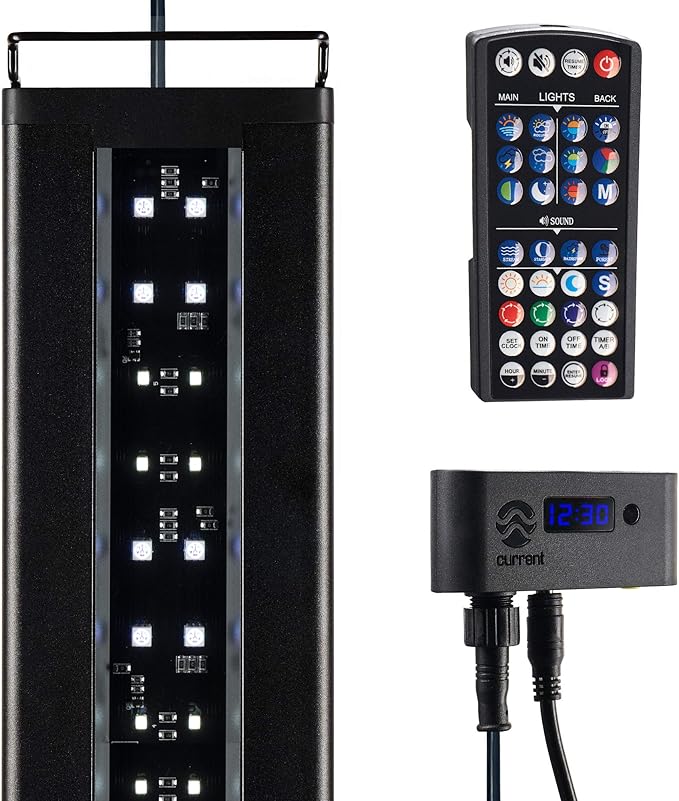 Current USA 24-36" Inch Satellite Freshwater LED Plus Full Spectrum RGB+W Light for Aquariums | Wireless 24 Hour Remote Control Fish Tank Lighting (4506)